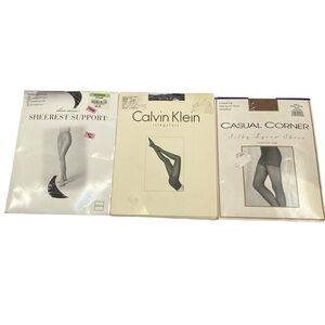 Lot of 3 Vintage Pantyhose Nylons Calvin Klein Casual Corner Sheer Support sz M